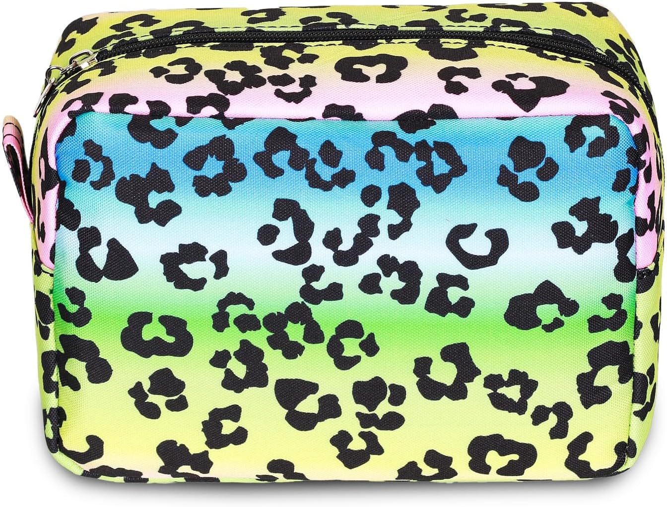 Leopard Print Makeup Bag for Women, Cheetah Daily Cosmetic Bag, Canvas Zipper Travel Stuff Beauty Bag, Western Christmas Accessories, Leopard Print Gifts (Multicolor Leopard, L)