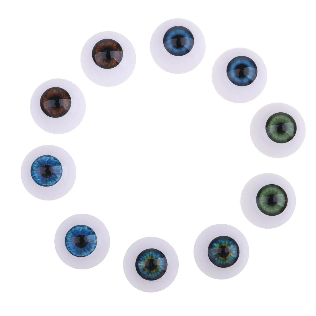 20Mm Acrylic round Oblate Eyeballs Eyes Crafts Realistic Props for Baby Doll Doll Accessories DIY Supply 5 Pairs/Set
