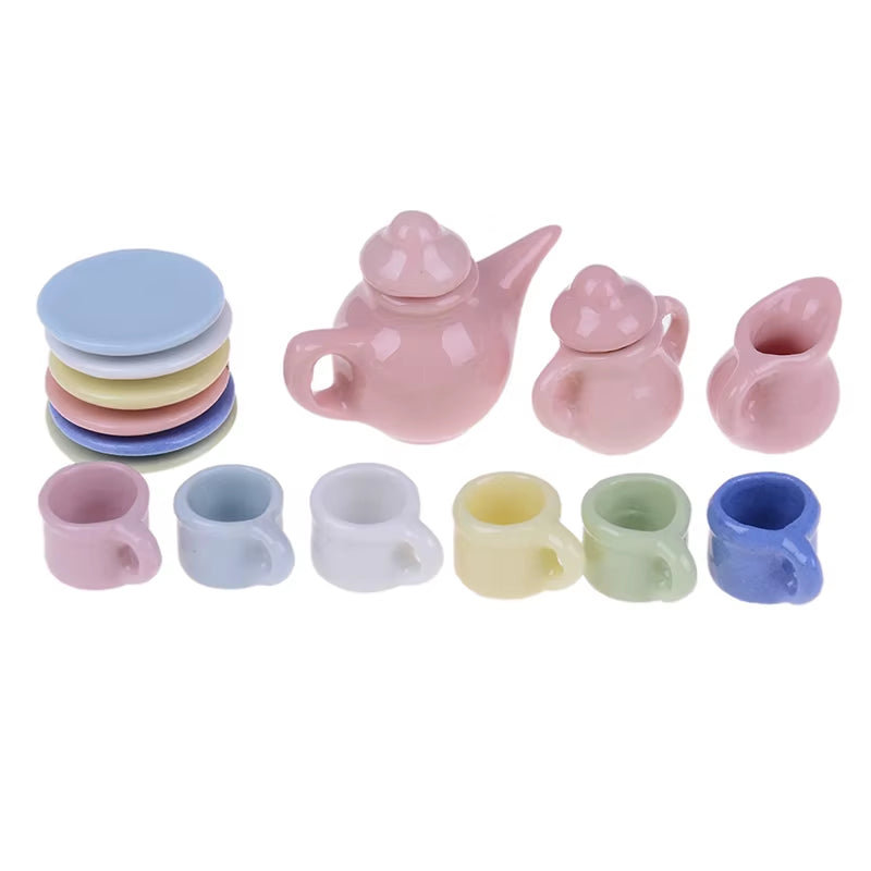 29 Styles Ceramic Cup Set Scale 1:12 Doll House Miniature Porcelain Tea Cup Set Tableware Kitchen Dollhouse Teapot DIY Toys