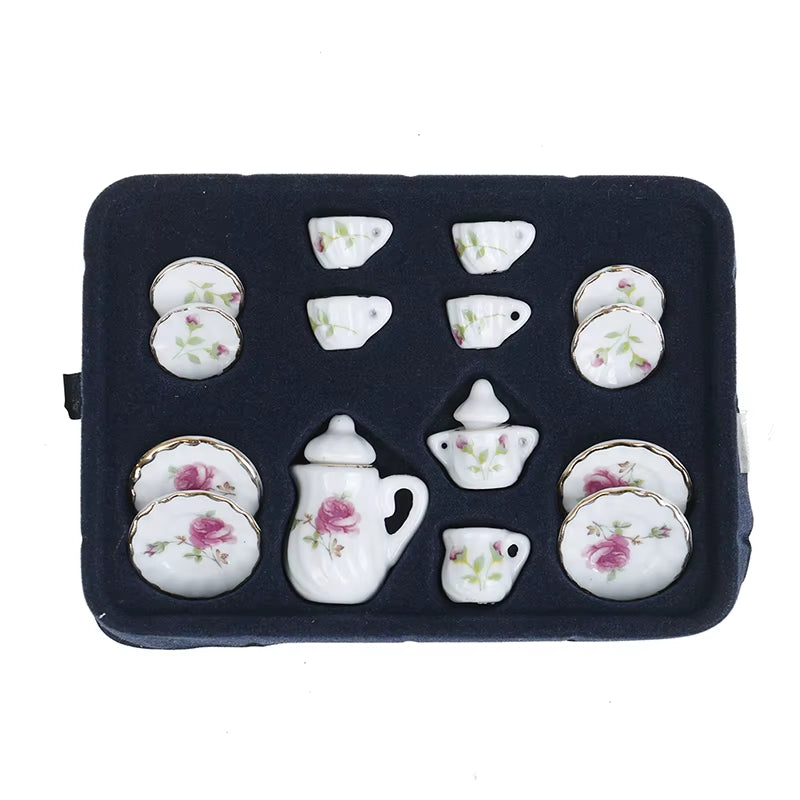 29 Styles Ceramic Cup Set Scale 1:12 Doll House Miniature Porcelain Tea Cup Set Tableware Kitchen Dollhouse Teapot DIY Toys