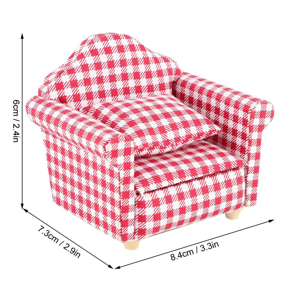 1:12 Mini Dollhouse Furniture Sofa Simulation Miniature Living Room Chairs Kids Pretend Play DIY Doll House Decor