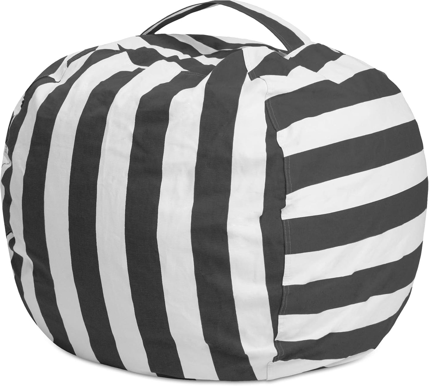 Posh Stuffable Kids Stuffed Animal Storage Bean Bag Chair Cover - Childrens Toy Organizer, X-Large 48" - Canvas Stripes Gray and White
