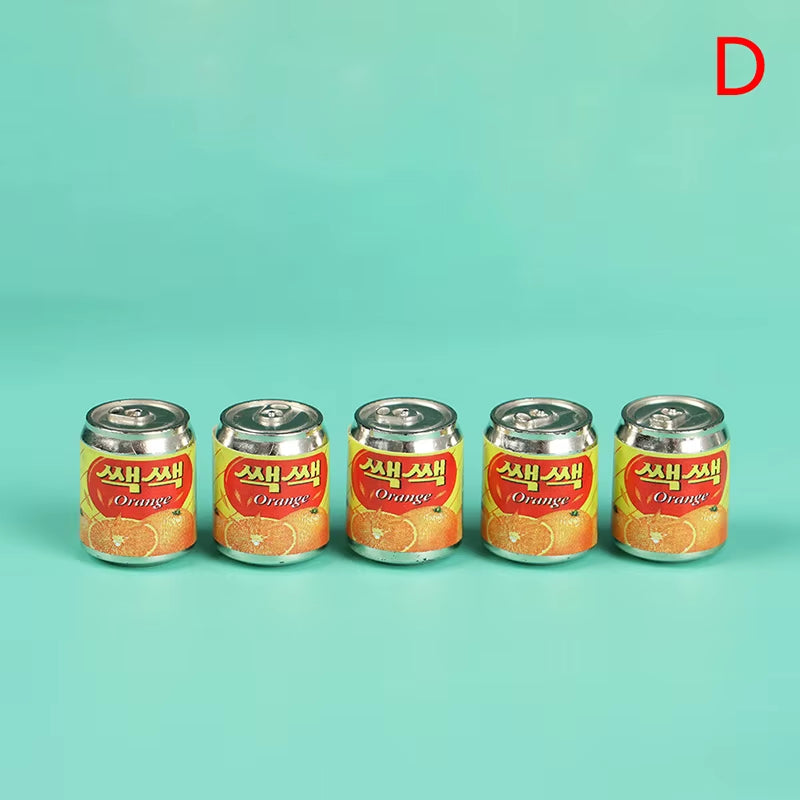 2021 New 5Pcs 1/12 Mini Cute Miniature Doll House Fruit Drink Can Bottle Food Accessories for Doll House Decoration