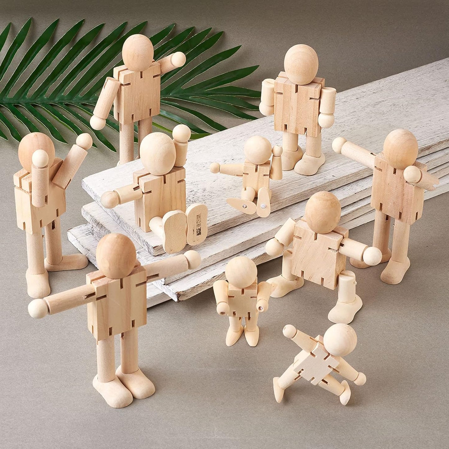 12Pcs Unfinished Wood Robot Dolls - Wooden Figure Dolls for DIY Art Crafts Game Party Decoration