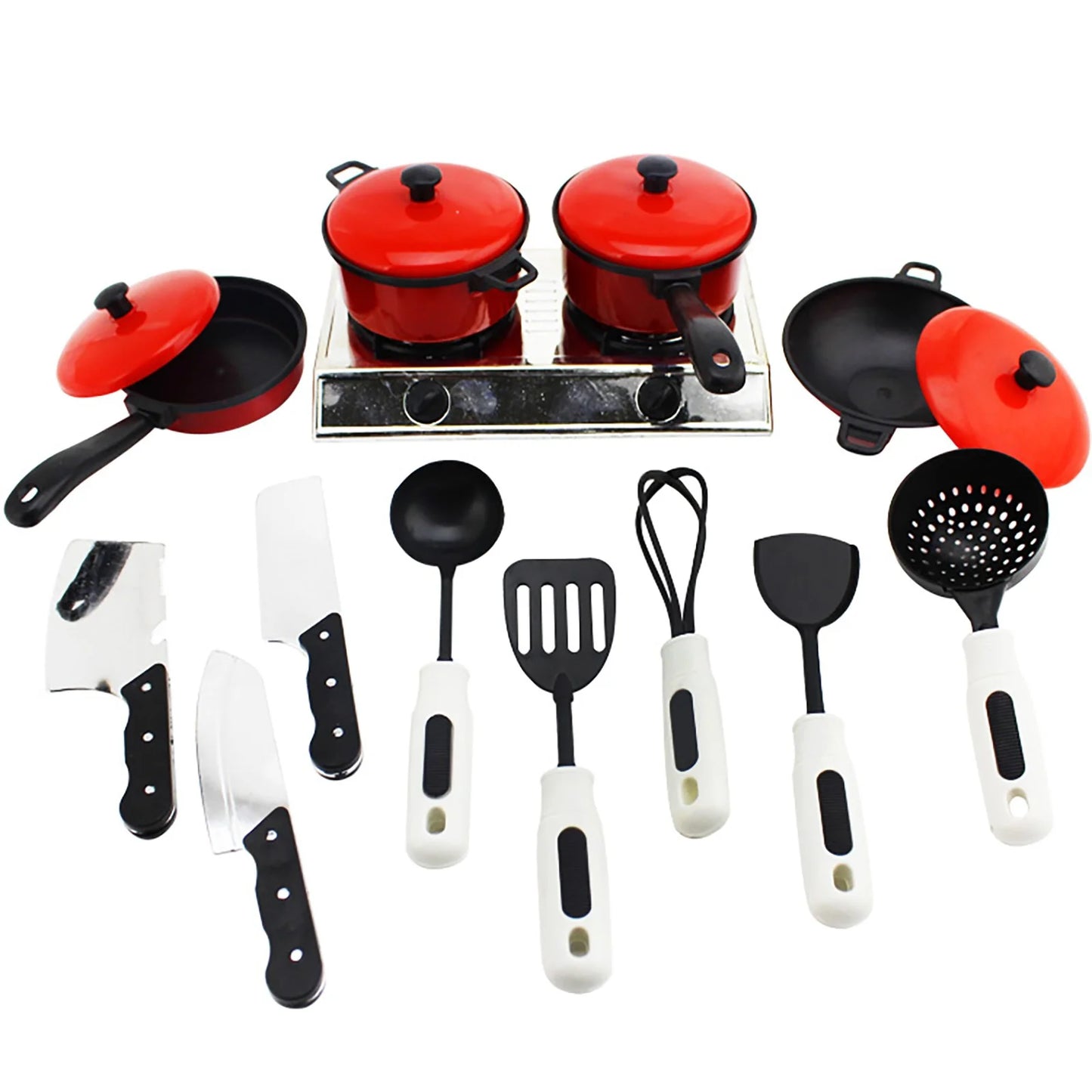 Play Kitchen Playset Pretend Food - 13 Pcs Kitchen Toys for Toddlers, Toy Accessories Toddler Set / Real Sounds, Toddler Outdoor Playset for Kids, Girls & Boys