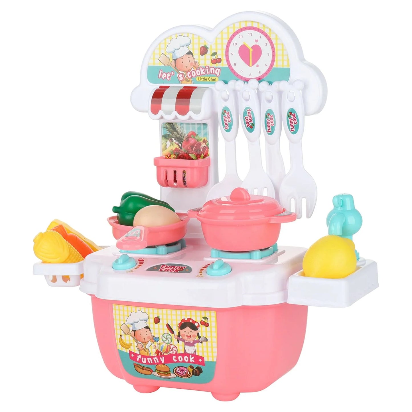 Children Toy Role Play Mini Kitchen Play House Toys for 3-6 Years(10.24*4.13*9.25Inch)