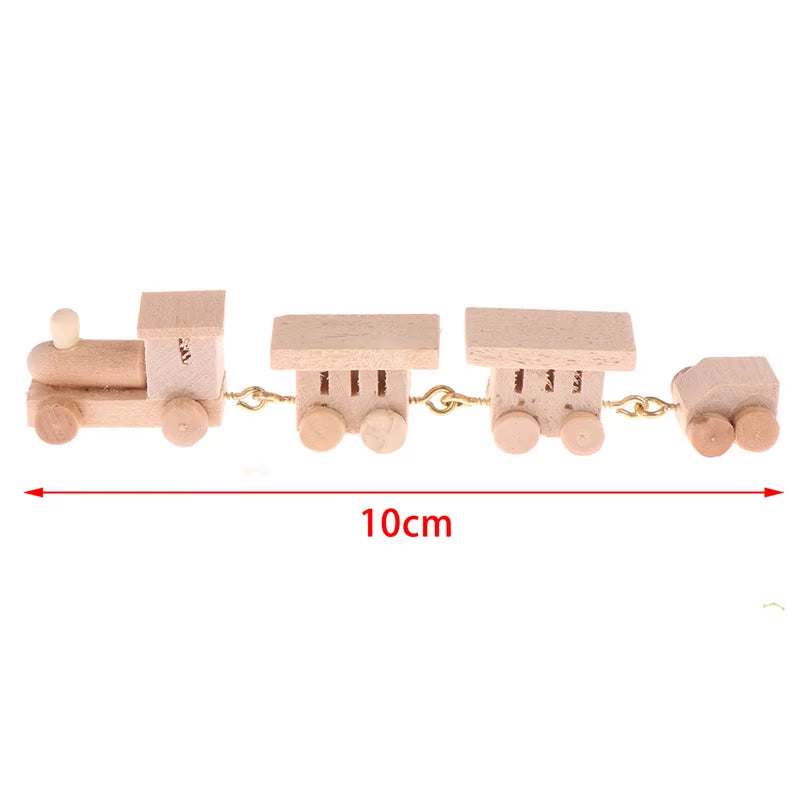 1Pc Mini Wooden Train Simulation Model Toys 1/12 Dollhouse Miniature Accessories for Doll House Decoration Educational Toys