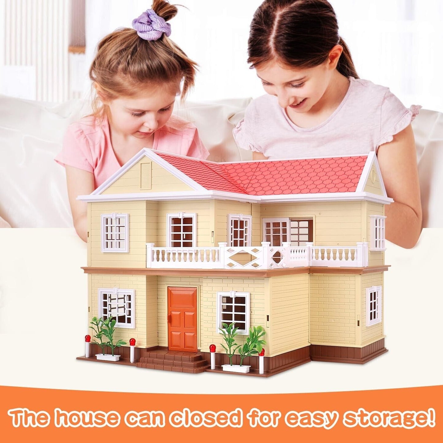 Family Cozy Cabin Doll House Playset, Dollhouse Furniture and Accessories,Di