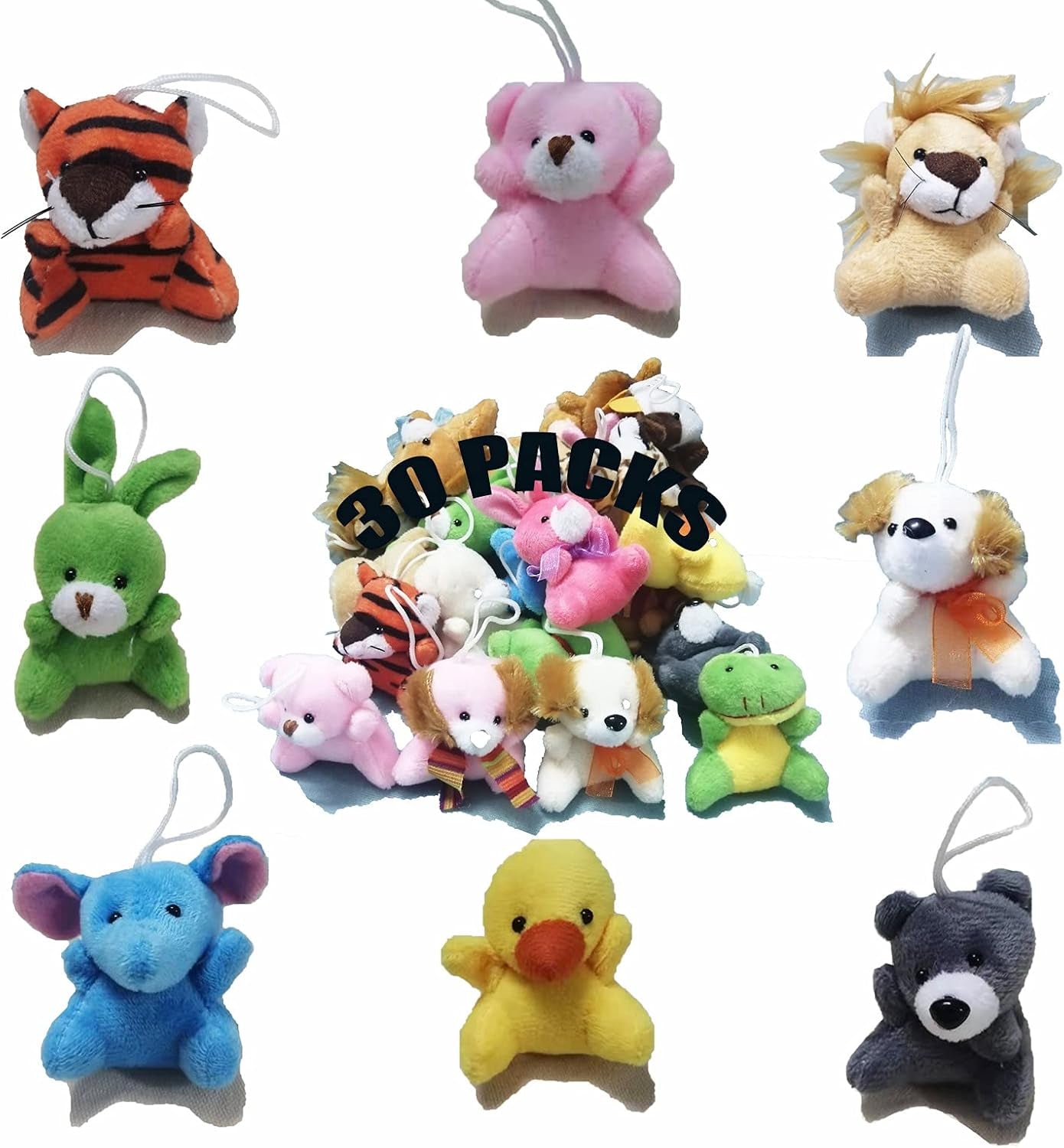 30 Pack Mini Plush Animals Toys Set, Small Plush Stuffed Animals Easter Gifts for 36 Months up Kids Classroom Easter Eggs Filled Easter Basket Stuffers for Classroom
