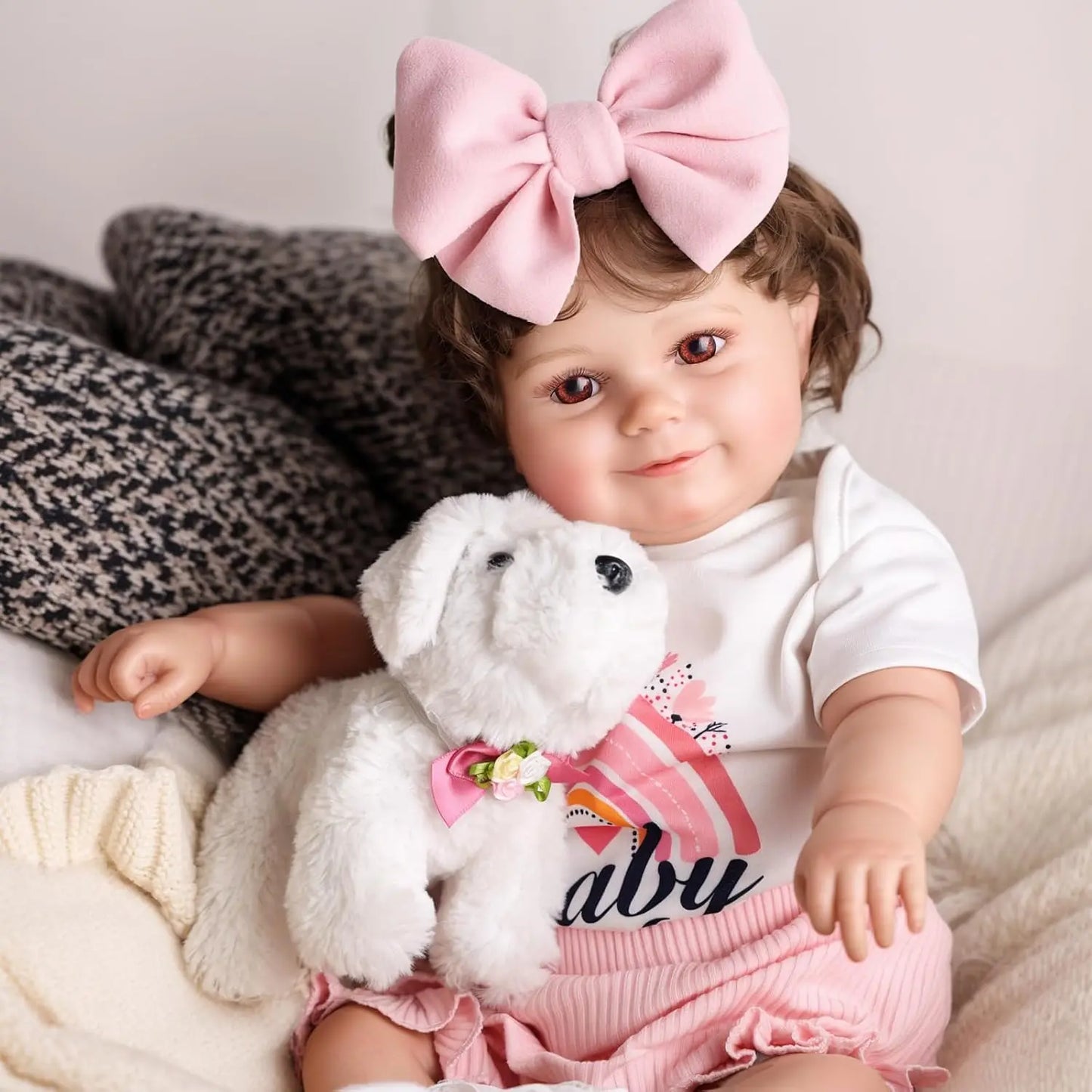 Reborn Baby Dolls Girl 20 Inches Realistic Baby Dolls with Soft Cloth Body Curly Hair Smiling Real Life Baby Dolls