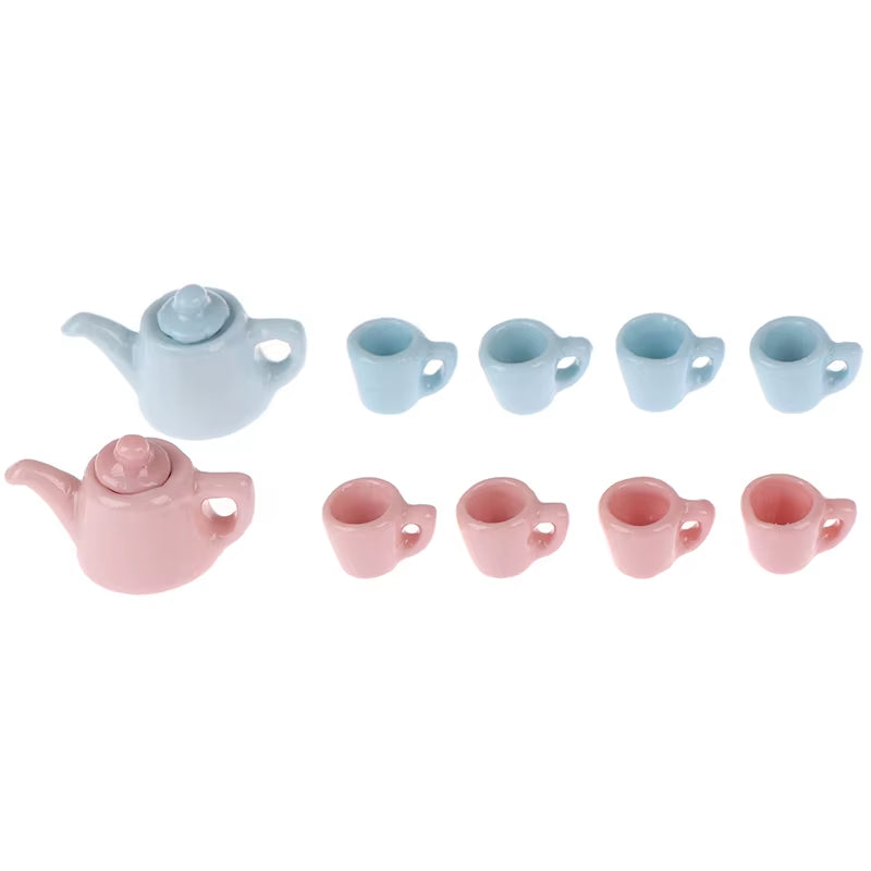 29 Styles Ceramic Cup Set Scale 1:12 Doll House Miniature Porcelain Tea Cup Set Tableware Kitchen Dollhouse Teapot DIY Toys