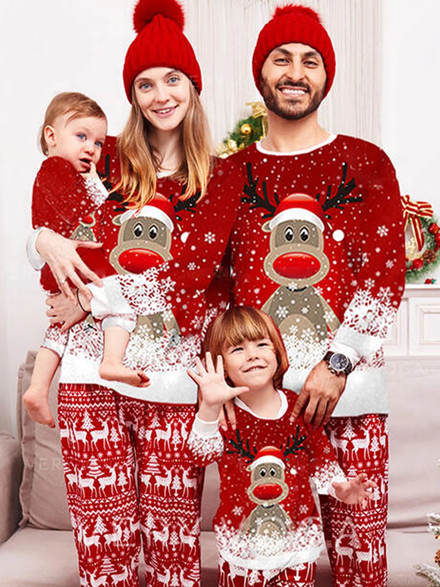 Family Christmas Pjs Matching Sets Women Men Xmas Matching Pajamas for Adults Kids Holiday Xmas Sleepwear Set