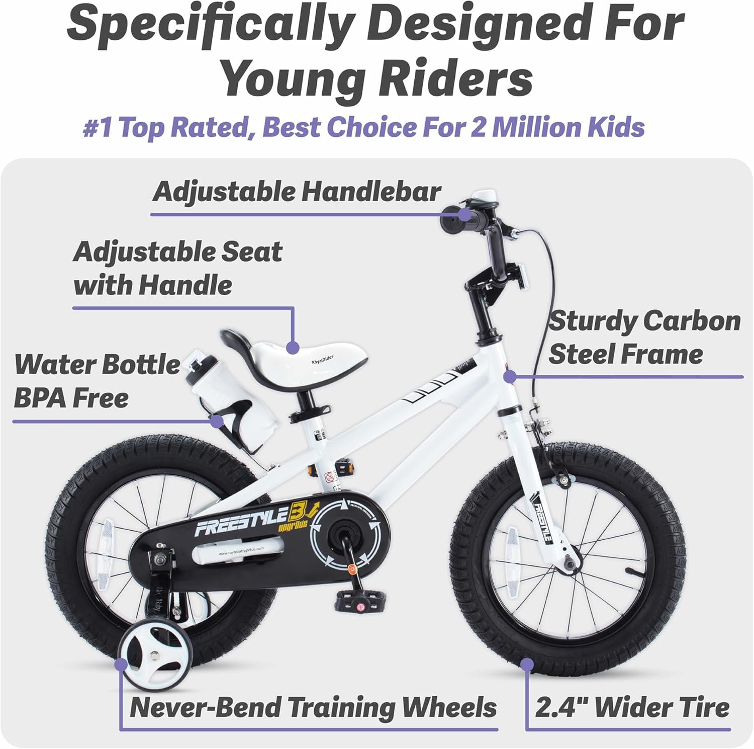 Kids Bike EZ Freestyle Training Free Balance to Pedal Easy Learning Bicycle, 12-18 Inch for Toddlers to Big Kids