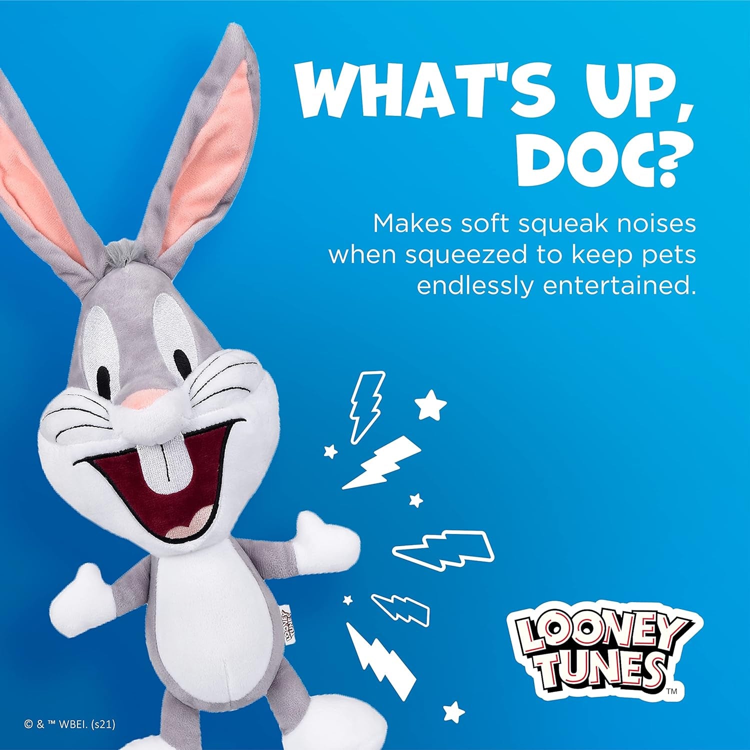 Bugs Bunny Big Head Plush, Medium 9-Inch Stuffed Animal for All Dogs | Officially Licensed Warner Bros Dog Toy