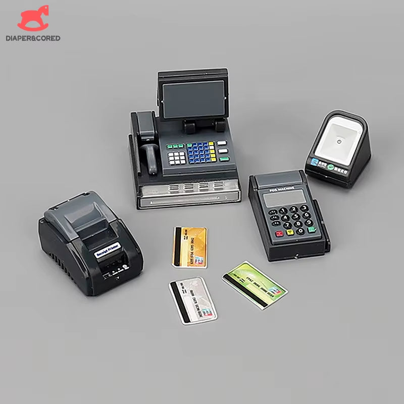 Dollhouse POS Machine Playing House Doll Supermarket Card Machine Cashier Scene Decor Photo Props Accessories