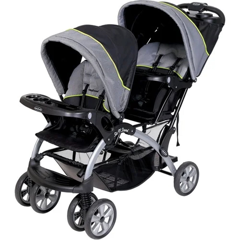 Sit N Stand Double Stroller , Solid Print Green