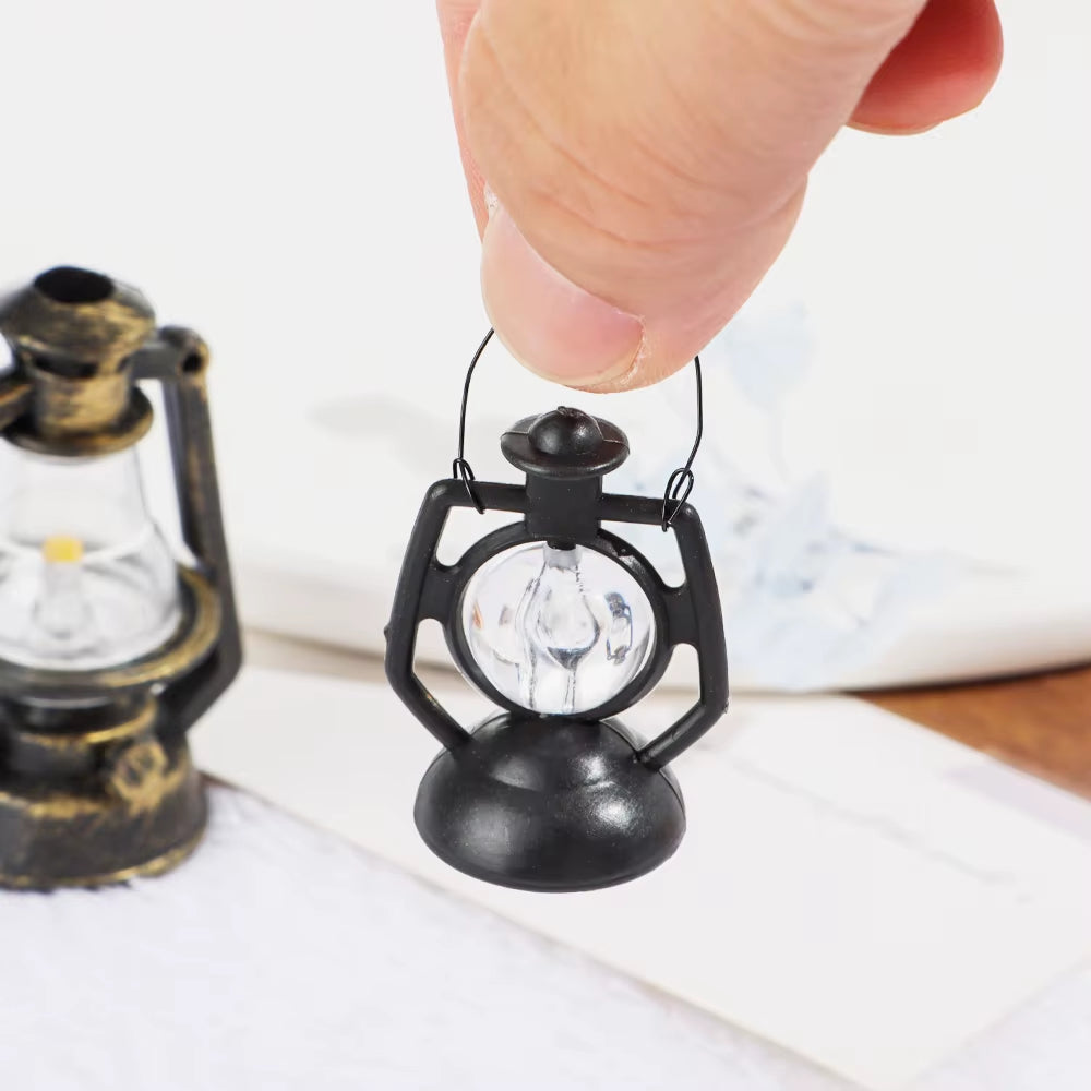 1:12 1:6 Scale Miniature Oil Lamp Dollhouse Accessories Mini Kerosene Lantern Doll House Decor Scene Ornaments Pretend Play