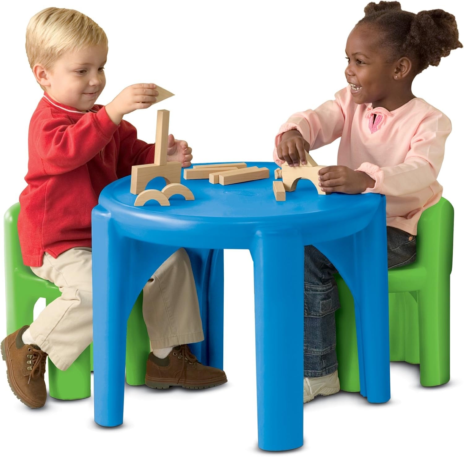 Bright 'N Bold Table & Chairs, Green/Blue, 24 X 24 X 18