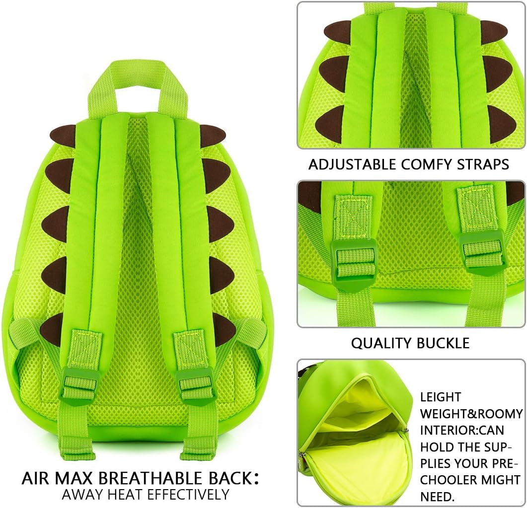 Dinosaur Hippo Kids Toddler Backpack for Boys Girls Lightweight Waterproof Preschool Travel Schoolbag for 2-7 Years