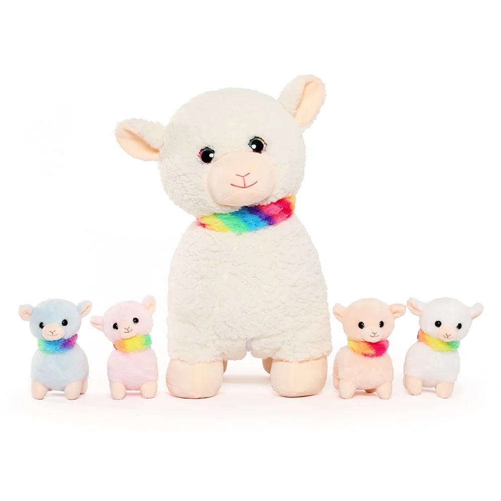 14.5" Sheep Stuffed Animal Mommy Sheep with 4 Baby Plush Toys