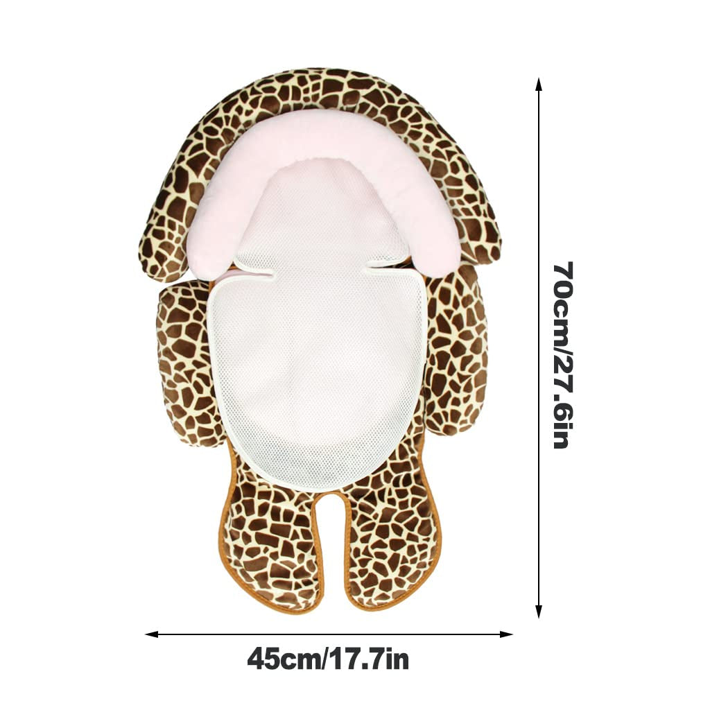 Baby Stroller Cushion, 3-In-1 Baby Head Neck Infant Car Seat Insert Soft Baby Stroller Liner Pram Head and Body Support Pillow for Newborn Perfect for Carseats, Strollers (Deer)