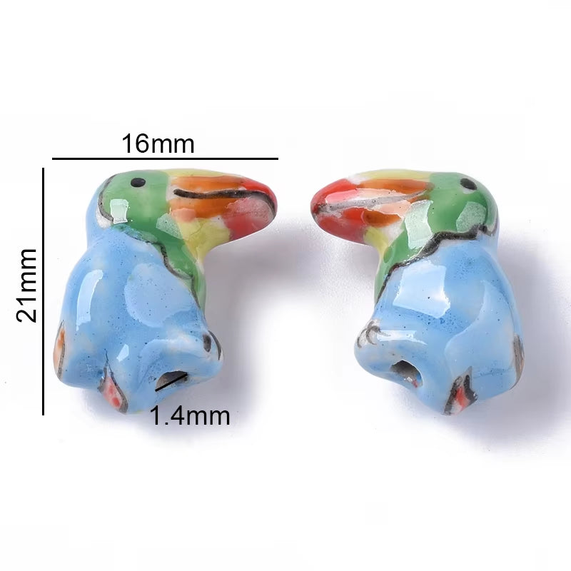 2-5PCS Handmade Porcelain Beads Famille Rose Style Monkey Camel for Jewelry Making Colorful Bead Ceramic Beads