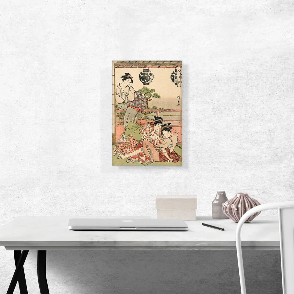 Two Geisha Struggling for a Letter