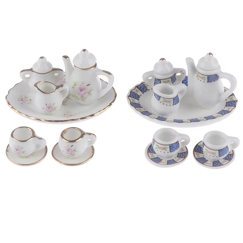 29 Styles Ceramic Cup Set Scale 1:12 Doll House Miniature Porcelain Tea Cup Set Tableware Kitchen Dollhouse Teapot DIY Toys