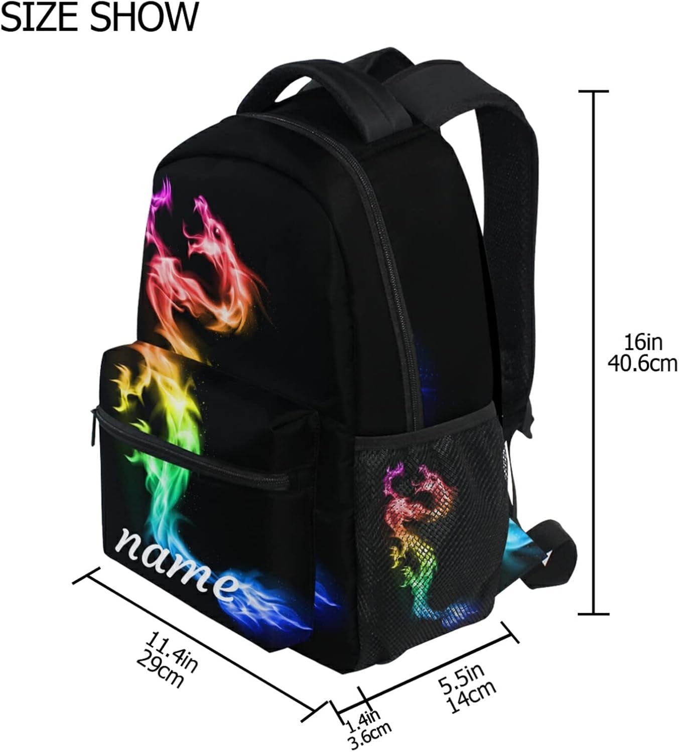 Dragon Backpack for Kids Boys Girls, Rainbow Galaxy Monster Backpacks School Bookbag Book Bag Rucksack Daypack Shoulder Bag