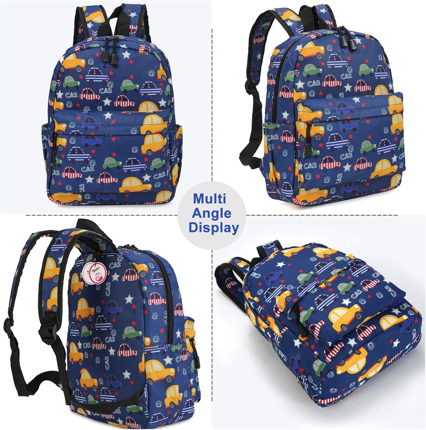 Children'S Cute Canvas Backpack Toddler Backpack (M, Blue Car)