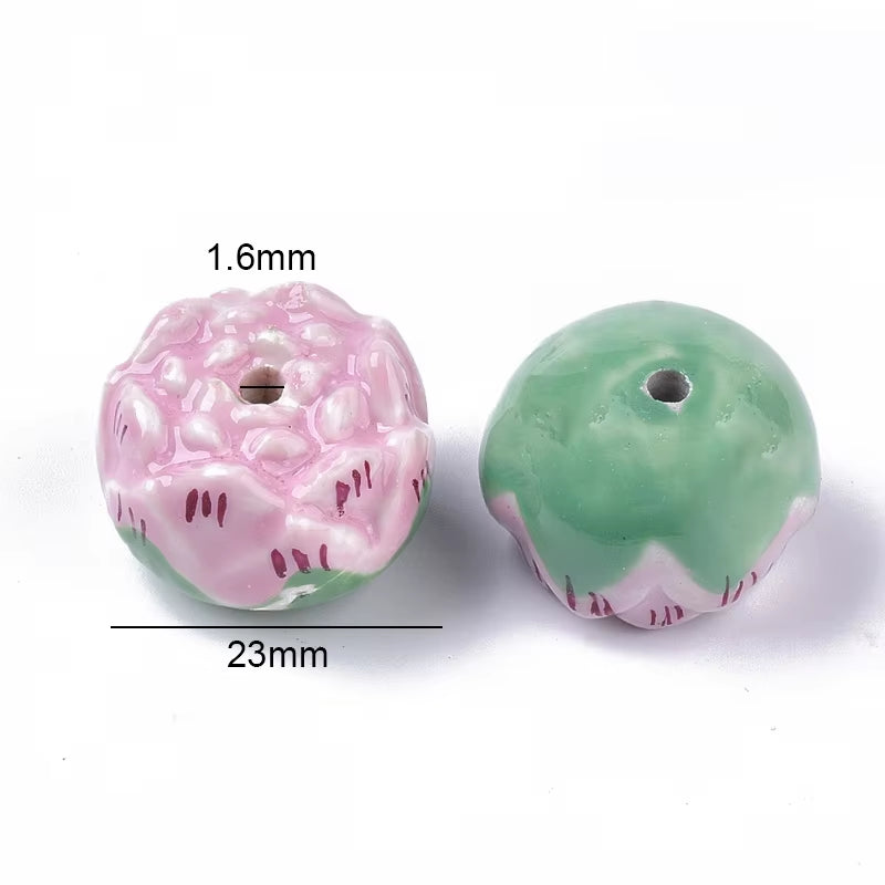 2-5PCS Handmade Porcelain Beads Famille Rose Style Monkey Camel for Jewelry Making Colorful Bead Ceramic Beads