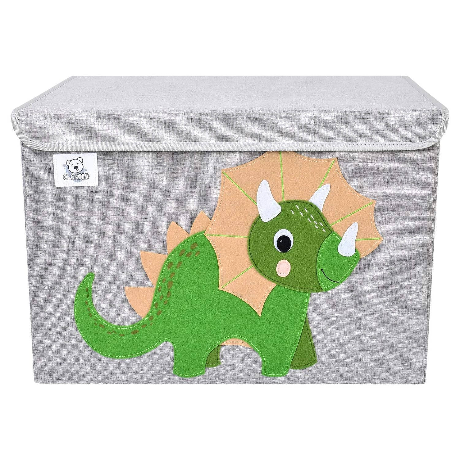 Foldable Large Kids Toy Chest with Flip-Top Lid, Collapsible Fabric Animal Toy Storage Organizer/Bin/Box/Basket/Trunk for Toddler, Children and Baby Nursery (Triceratops)