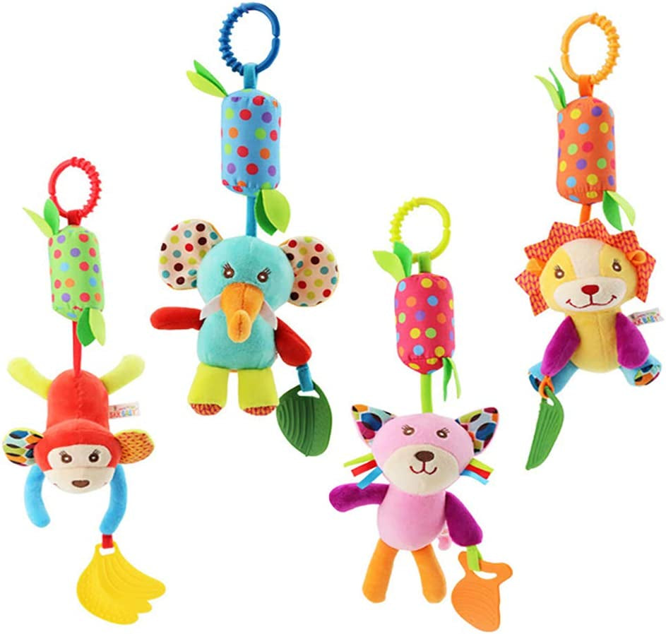 Baby Toys Infant Sensory Games Car Seats Stroller Crib Activities Montessori Learning Education Travel Essential Birthday Gifts for Newborns Toddlers Boys Girls Ages 3+ Months, Pack of 4