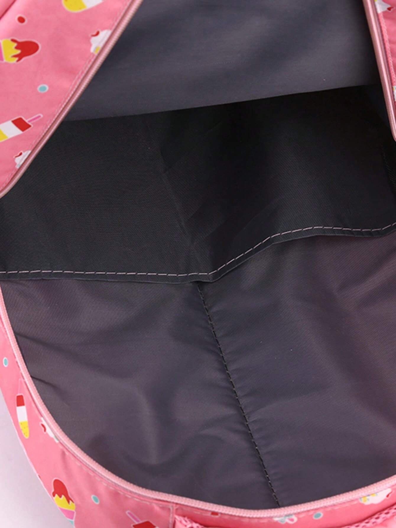 3Pcs Ice Cream Pattern Fashionable Backpack with Shoulder Bag and Coin Purse