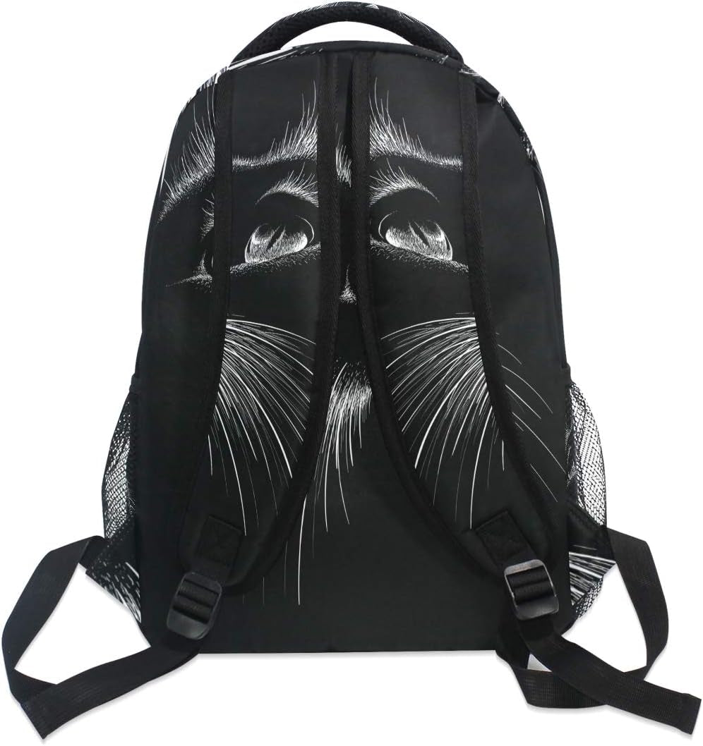 Cute Print Style Cat Black Art Kitten Animal Backpacks Bookbags Daypack Travel School College Bag for Women Girls Men Boys