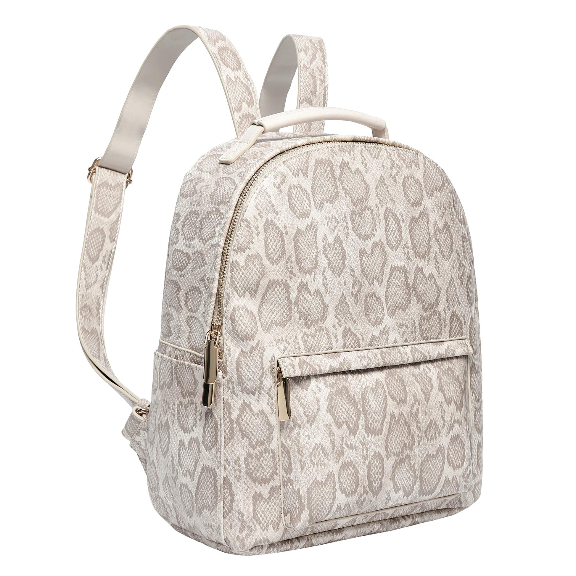 Backpack Bag Luxury PU Vegan Leather Cream Snake