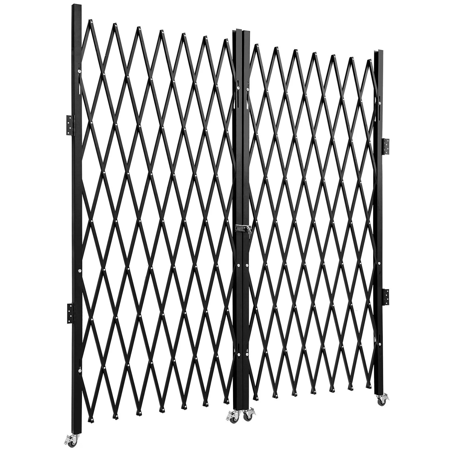 VEVOR Double Folding Security Gate, 7.1' H X 12.5' W Folding Door Gate, Steel Accordion Security Gate, Flexible Expanding Security Gate, 360¡Ã Rolling Barricade Gate, Scissor Gate or Door with Keys
