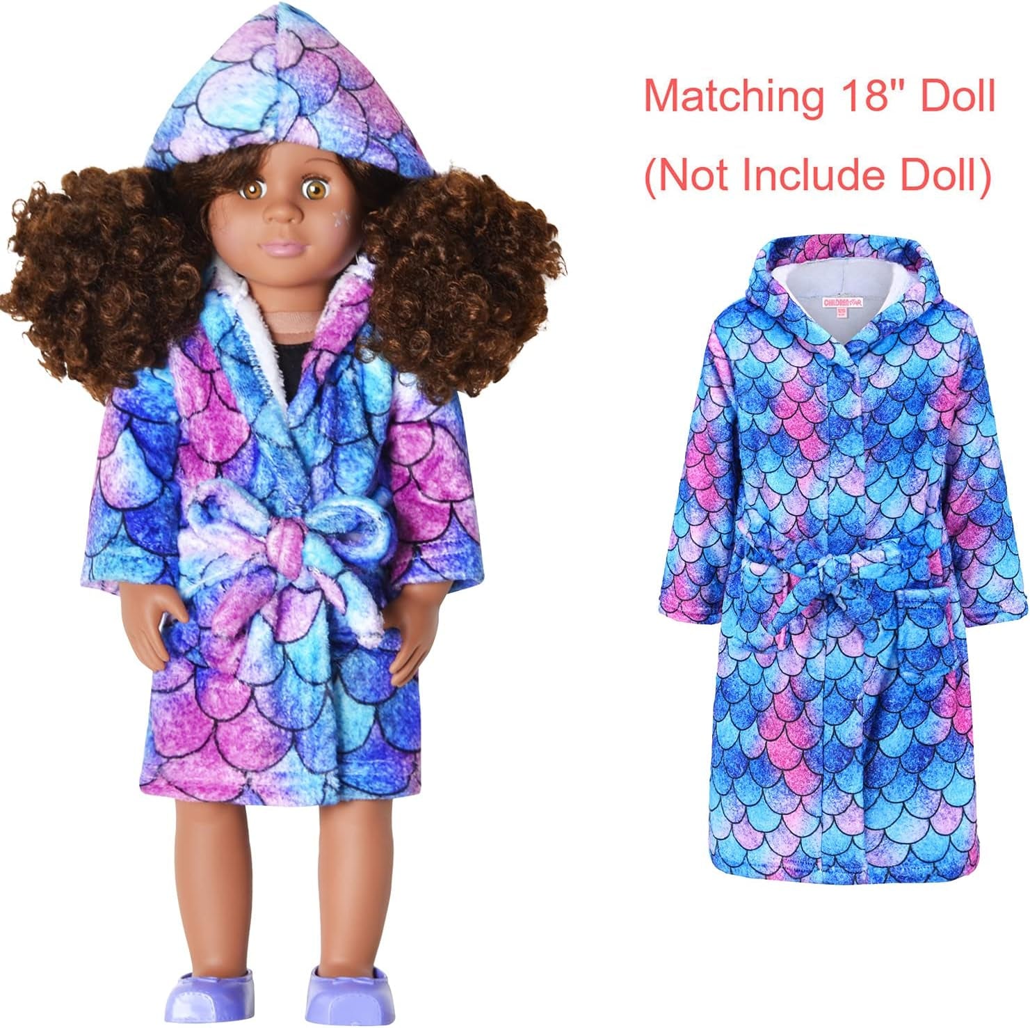Matching Girls & Doll Robe Kids Bathrobes Plush Soft Fleece Pajamas Sleepwear