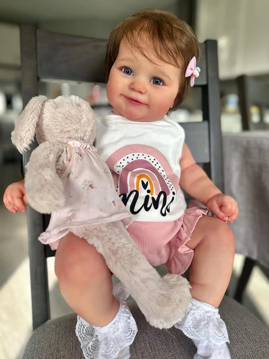 Reborn Baby Dolls Girl 20 Inches Realistic Baby Dolls with Soft Cloth Body Curly Hair Smiling Real Life Baby Dolls