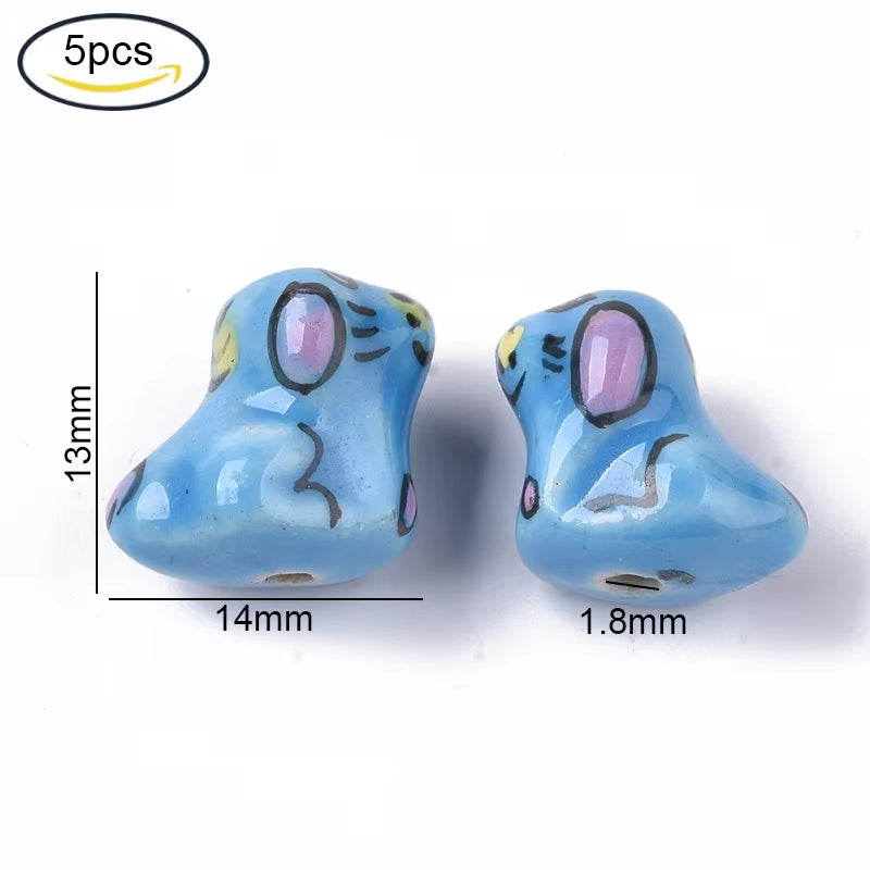 2-5PCS Handmade Porcelain Beads Famille Rose Style Monkey Camel for Jewelry Making Colorful Bead Ceramic Beads