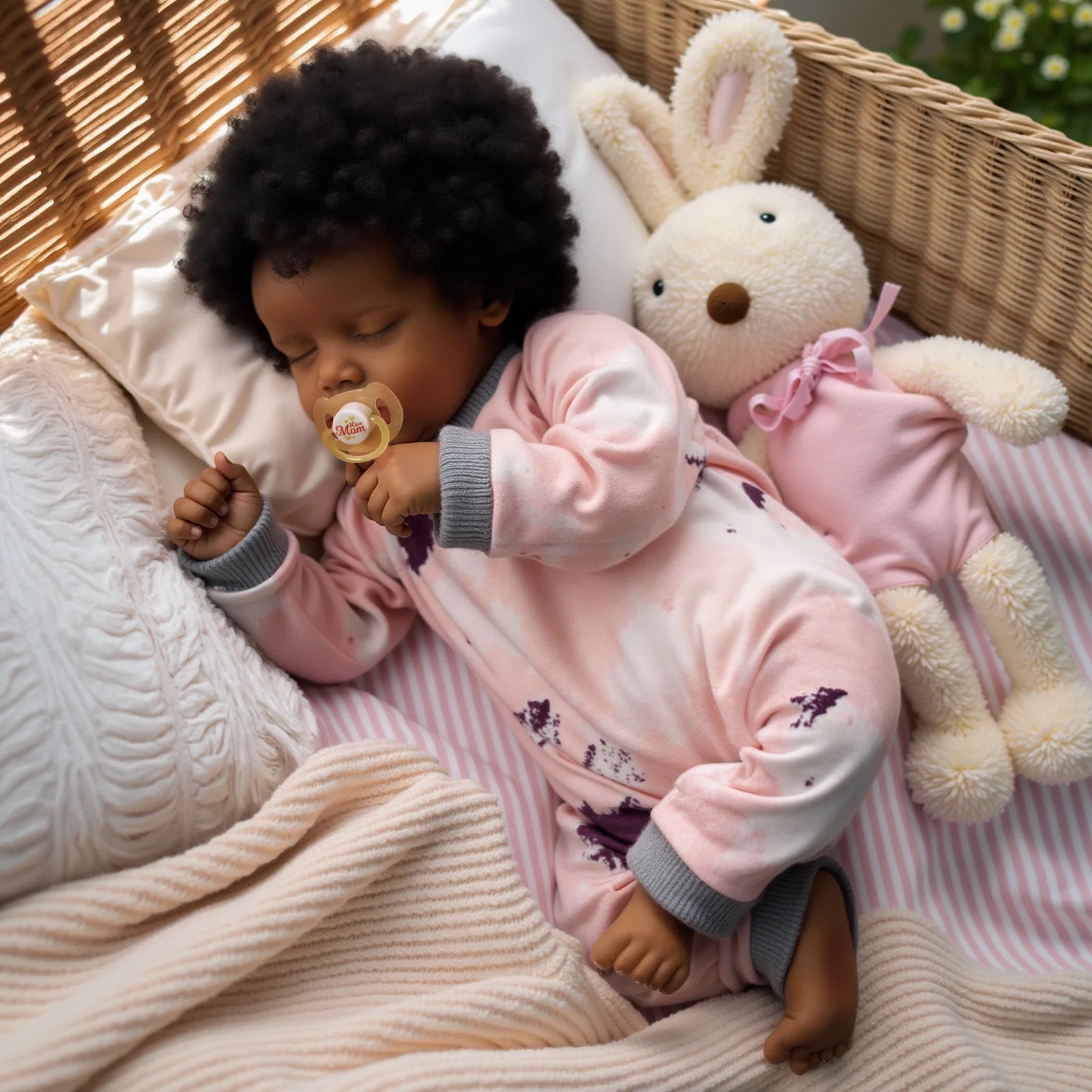 17 Inch Reborn Baby Dolls Newborn Baby Dolls African American Real Lifelike Doll for Age 3+
