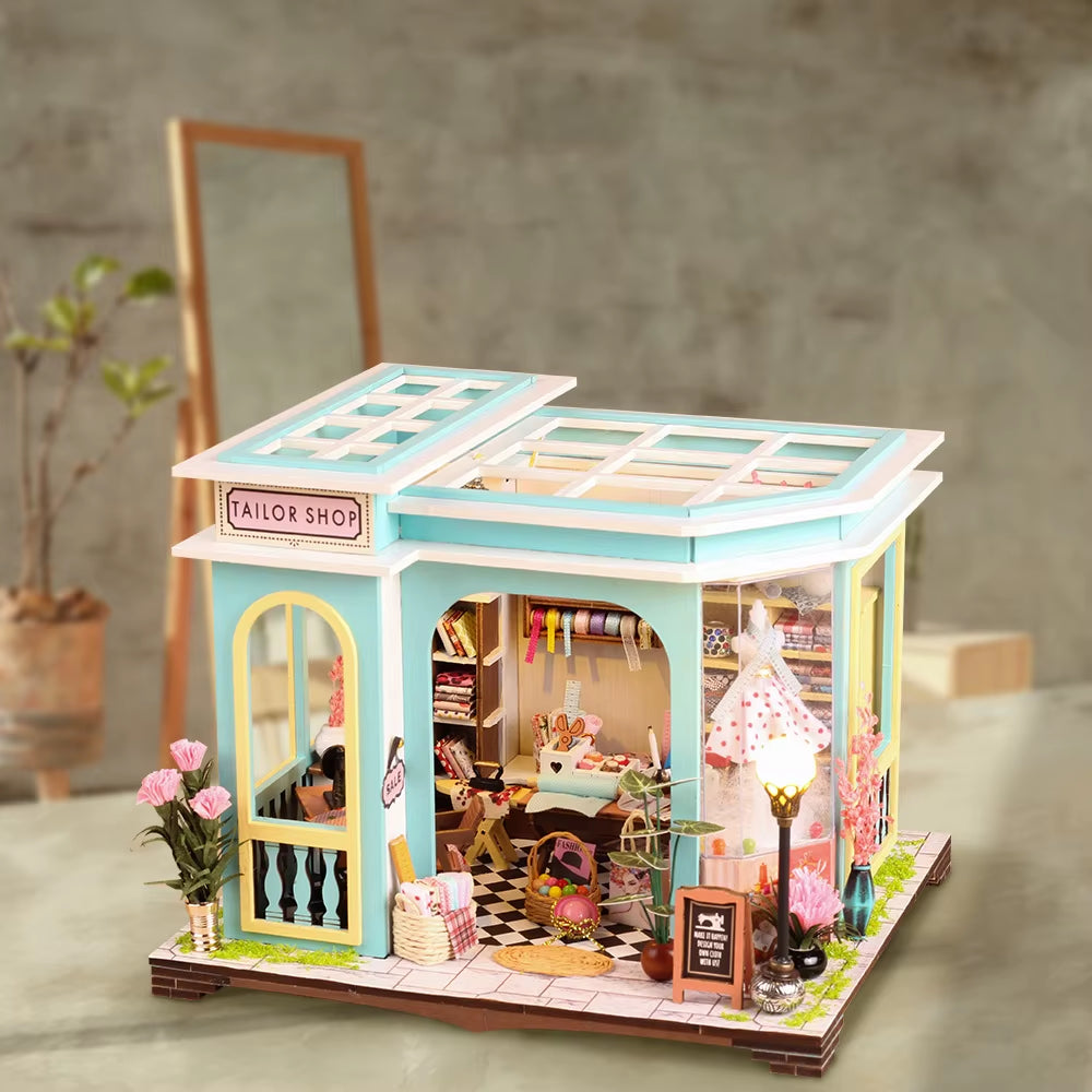 Doll House Miniature Building DIY Hut Christmas Cabin Houses Bookstand Doll House Creative Puzzle Bookshelf Insert Birthday Gift