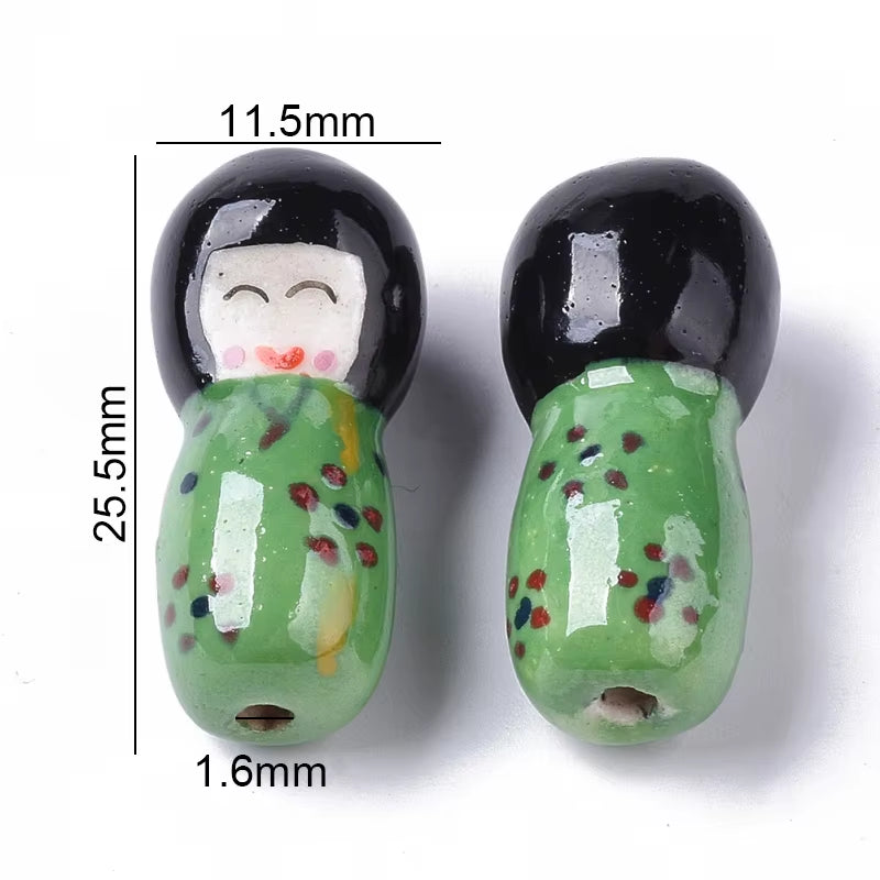 2-5PCS Handmade Porcelain Beads Famille Rose Style Monkey Camel for Jewelry Making Colorful Bead Ceramic Beads
