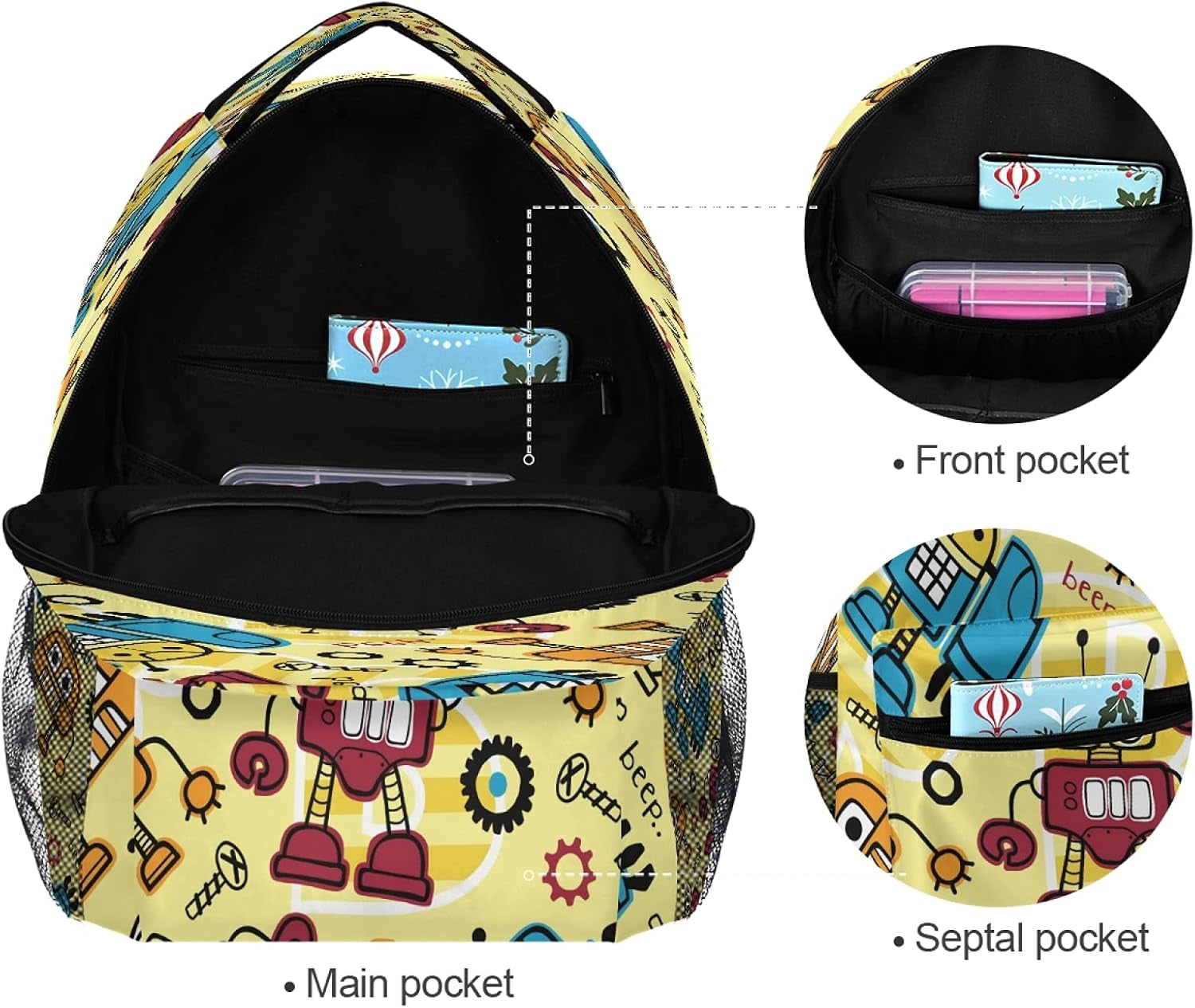 Backpack for Boys Girls, Cartoon Robots Backpacks School Bookbag for Preschool, Kindergarten, Elementary with Adjustable Padded Straps