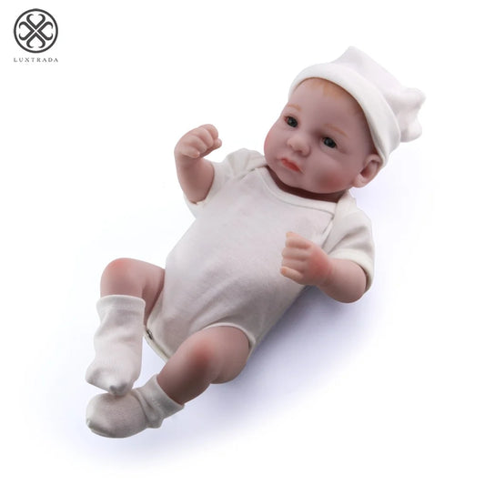 11" Mini Boys Handmade Reborn Real Looking Newborn Baby Vinyl Silicone Realistic Dolls Gift (White)