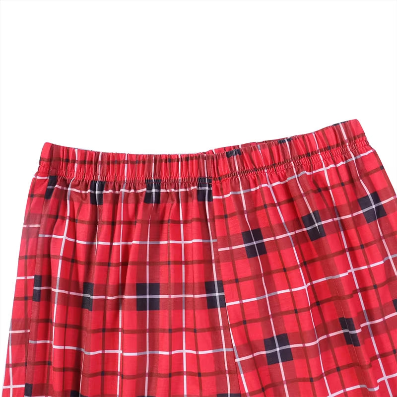 Christmas Family Matching Pajamas Plaid Cotton Mother Father Baby Kids and Dog Family Matching Clothes