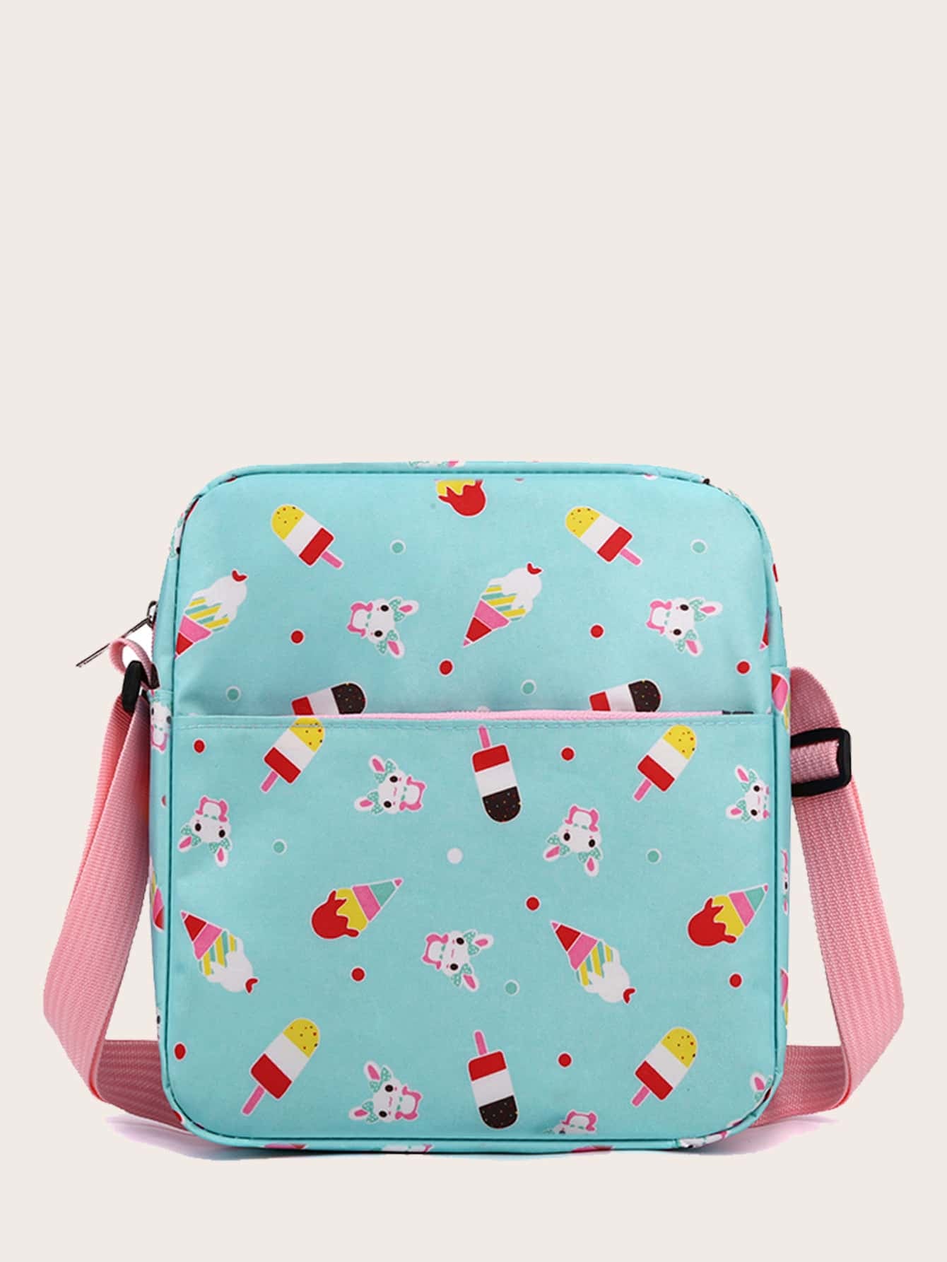 3Pcs Ice Cream Pattern Fashionable Backpack with Shoulder Bag and Coin Purse
