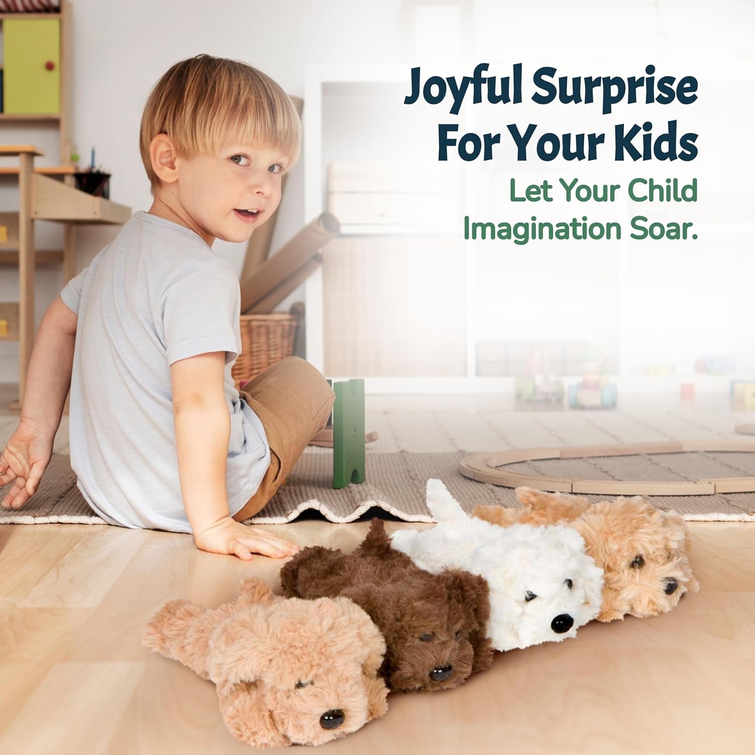 Adopt Me Dog Stuffed Animals for Girls Ages Three to Eight- Mommy Labradoodle with Four Puppies- Magical Dog Pillow Plushie - Enchanting Toy Dog Surprise for Imaginative Play