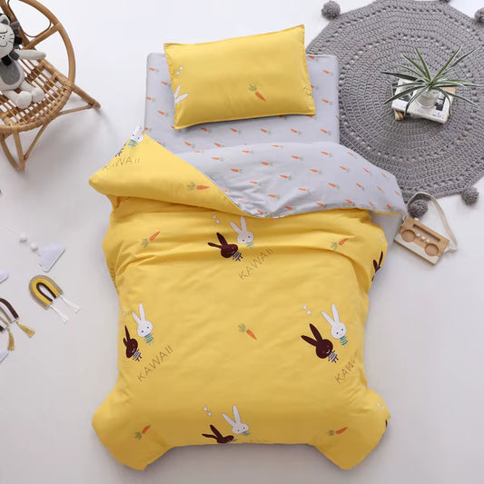 Children'S Cotton Three-Piece Set Kindergarten Nap Cartoon Bed Sheet Quilt Cover Cotton Bedding Kit Pillowcase CP27