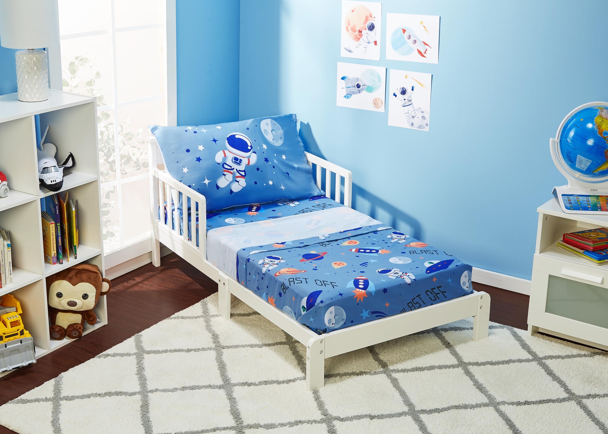 4 Piece Bedding Sets, Toddler Bed with Comforter, Top Flat Sheet, Fitted Bottom Sheet, Pillowcase